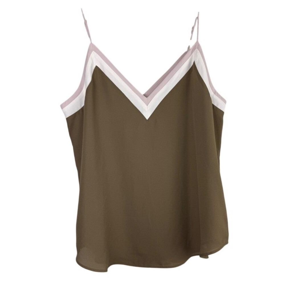Express Olive Green V-Neck Camisole Satin Downtown Strap Tank Top NWT‎ Small